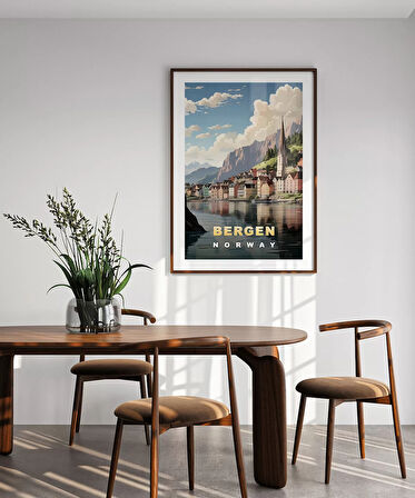 Çerçevesiz Poster Bergen’in Renkli Evleri