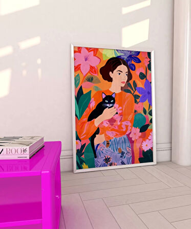 Çerçevesiz Poster Siyah Kedinin Bahçesi