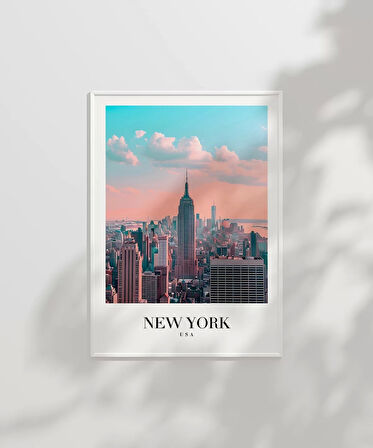 Çerçevesiz Poster New York Silüeti Gün Doğumu