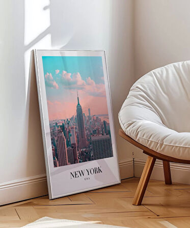 Çerçevesiz Poster New York Silüeti Gün Doğumu