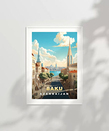 Çerçevesiz Poster Bakü’nün Modern ve Tarihi Yüzü