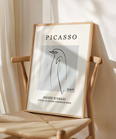 Çerçevesiz Poster Picasso Stil Soyut Kuş Çizimi