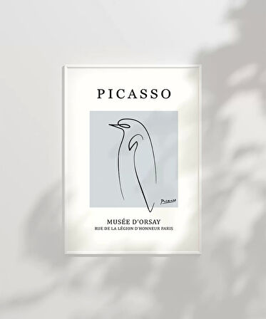 Çerçevesiz Poster Picasso Stil Soyut Kuş Çizimi