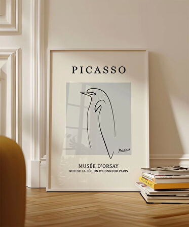 Çerçevesiz Poster Picasso Stil Soyut Kuş Çizimi