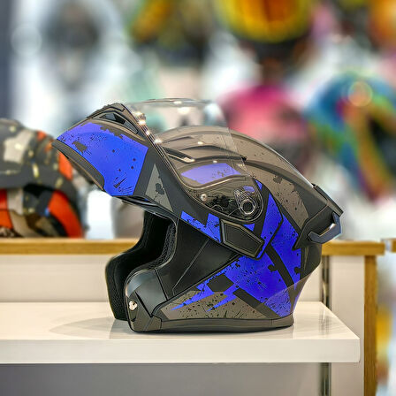 RHKC 902 Çene Açılır Vizörlü Kask Siyah Mavi