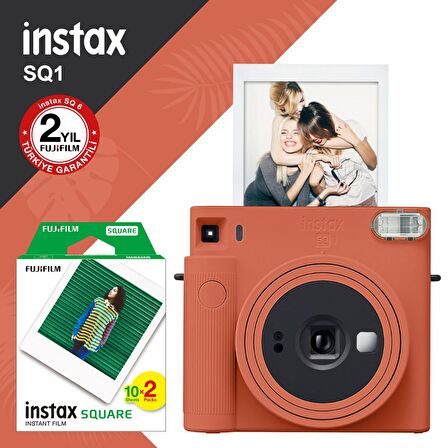 Instax SQ1 Terracotta Turuncu Fotoğraf Makinesi ve 20li Kare Film