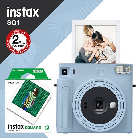 Instax SQ1 Buz Mavi Fotoğraf Makinesi ve 10lu Kare Film