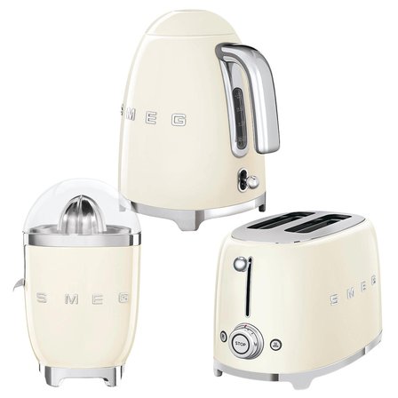 Smeg Krem Kettle-1x2 Ekmek Kızartma Makinesi ve Narenciye Sıkacağı Seti