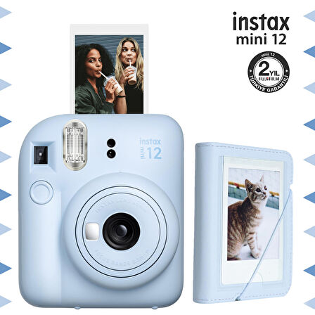 Instax mini 12 Mavi Fotoğraf Makinesi ve 28'li Mini Albüm Seti