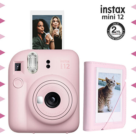 Instax mini 12 Pembe Fotoğraf Makinesi ve 28'li Mini Albüm Seti