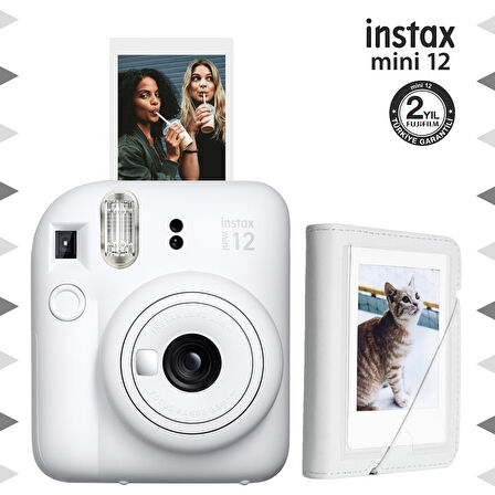 Instax mini 12 Beyaz Fotoğraf Makinesi ve 28'li Mini Albüm Seti