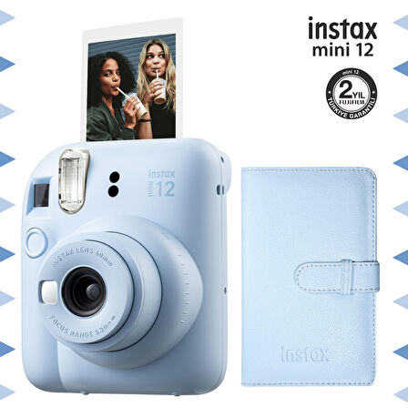 Instax mini 12 Mavi Fotoğraf Makinesi ve 96'lı Laporta Albüm Seti