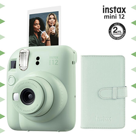 Instax mini 12 Yeşil Fotoğraf Makinesi ve 96'lı Laporta Albüm Seti