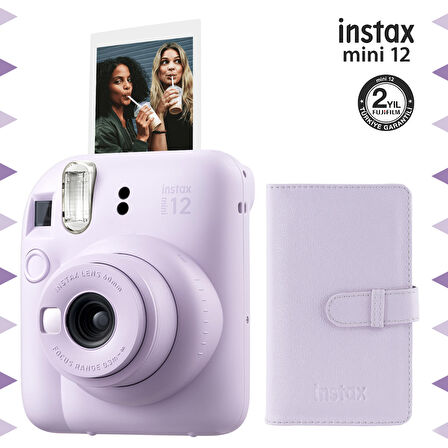 Instax mini 12 Lila Fotoğraf Makinesi ve 96'lı Laporta Albüm Seti