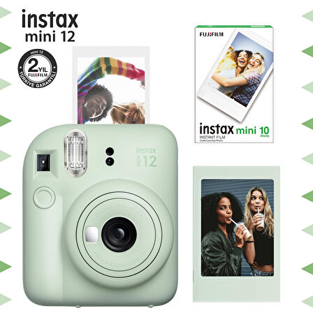 Instax mini 12 Yeşil Fotoğraf Makinesi-Çerçeve ve 10'lu mini Film Seti