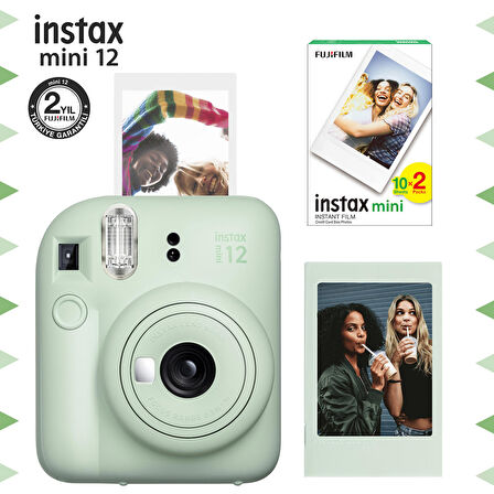 Instax mini 12 Yeşil Fotoğraf Makinesi-Çerçeve ve 20'li mini Film Seti