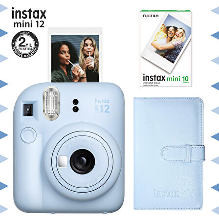 Instax mini 12 Mavi Fotoğraf Makinesi-10'lu Film ve Laporta Albüm Seti-FOTSI195-S3-10-LA