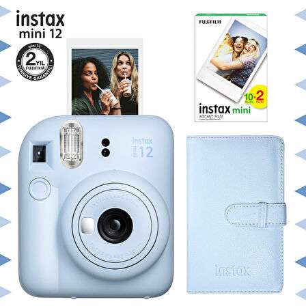 Instax mini 12 Mavi Fotoğraf Makinesi-20'li Film ve Laporta Albüm Seti-FOTSI195-S3-20-LA