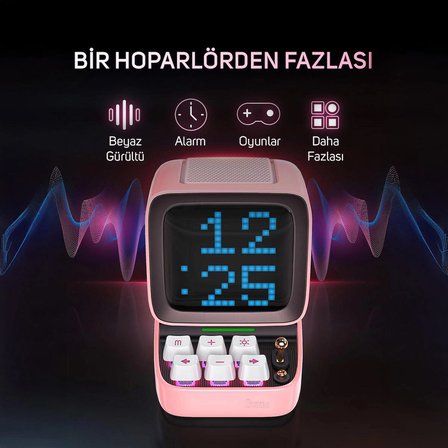 Divoom Ditoo Pro Pembe Bluetooth Hoparlör ve Pixoo-64 Led Ekran Seti