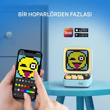 Divoom Ditoo Pro Mavi Bluetooth Hoparlör ve Pixoo-64 Led Ekran Seti