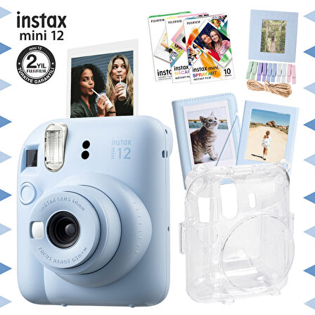 Instax mini 12 Mavi Fotoğraf Makinesi-30'lu Film-Albüm-Mandal-Çerçeve ve Kılıf Mega Set 2