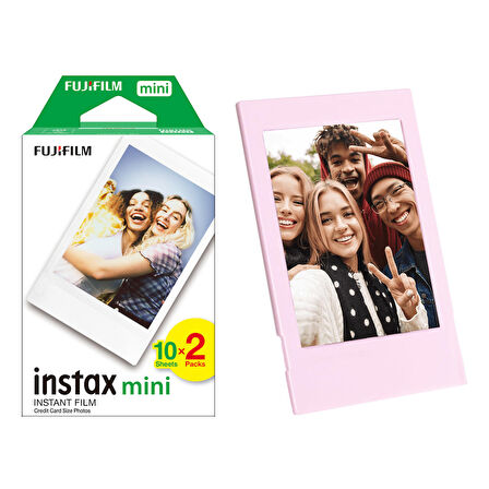 Instax Mini 12 Makine Uyumlu 20'li Film ve Pembe Fotoğraf Çerçevesi