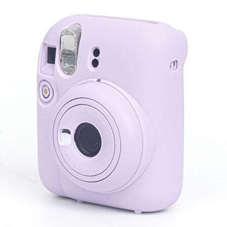 Instax mini 12 Lila Fotoğraf Makinesi-10'lu Film-Kıskaçlı Resim Standı ve Silikon Kılıf Seti