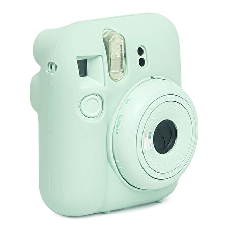 Instax mini 12 Yeşil Fotoğraf Makinesi-10'lu Film-Kıskaçlı Resim Standı ve Silikon Kılıf Seti