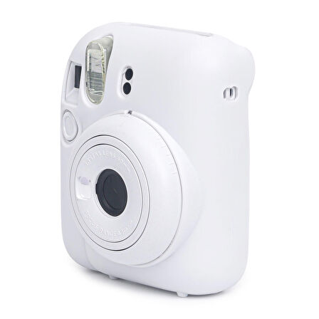 Instax mini 12 Beyaz Fotoğraf Makinesi-10'lu Film-Kıskaçlı Resim Standı ve Silikon Kılıf Seti