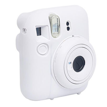 Instax mini 12 Beyaz Fotoğraf Makinesi-20'li Film-Kıskaçlı Resim Standı ve Silikon Kılıf Seti