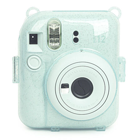 Instax mini 12 Yeşil Fotoğraf Makinesi-20'li Film-Kıskaçlı Resim Standı ve Simli Pleksi Kılıf Seti