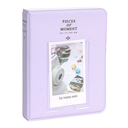 Instax mini 12 Lila Fotoğraf Makinesi-10'lu Film-Kıskaçlı Stand-PVC Albüm ve Simli Pleksi Kılıf Seti