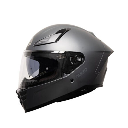 Nukro 853 Solid Matt Silver Full Face Motosiklet Kaskı