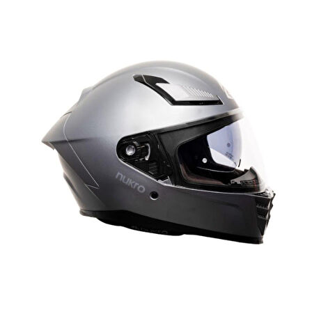 Nukro 853 Solid Matt Silver Full Face Motosiklet Kaskı