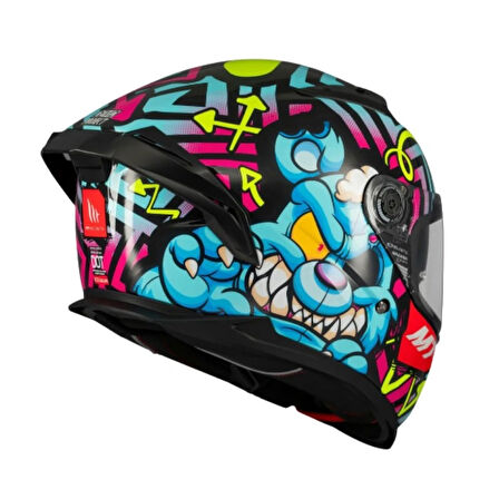 MT Braker SV FF128SV Crazy Teddy B7 Parlak Full Face Motosiklet Kaskı