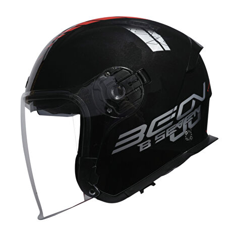 Beon B-203 Çenesiz Vizörlü Yazlık Kask FY01 Siyah/Kırmızı
