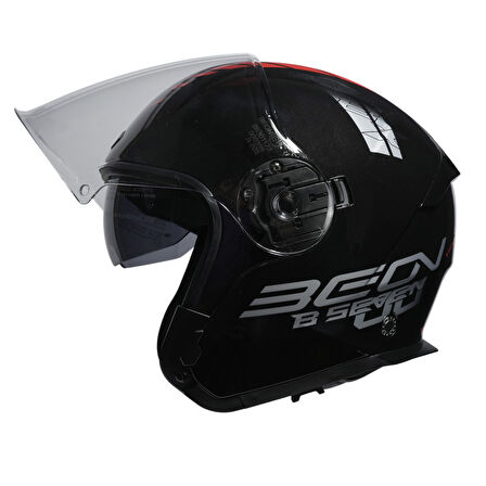 Beon B-203 Çenesiz Vizörlü Yazlık Kask FY01 Siyah/Kırmızı