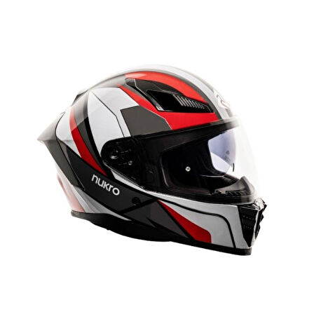 Nukro 853 Shine Red Blue Full Face Motosiklet Kaskı