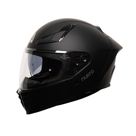Nukro 853 Solid Matt Black Full Face Motosiklet Kaskı