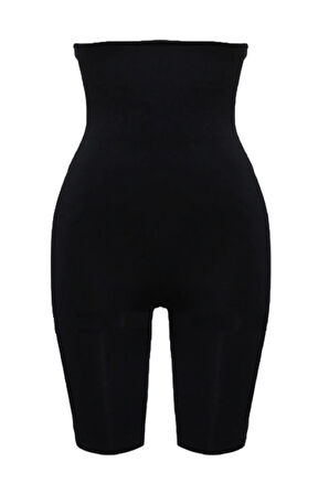 Kadın Siyah Uzun Paça Çift Kat Boxer Korse 2044