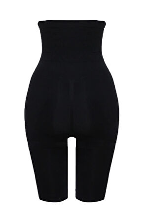 Kadın Siyah Uzun Paça Çift Kat Boxer Korse 2044