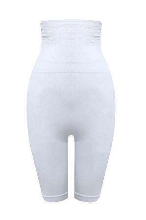 Kadın Beyaz Uzun Paça Çift Kat Boxer Korse 2044