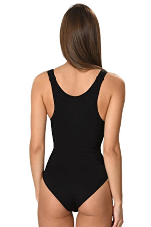 Kadın Siyah Kalın Askılı Slip Boy Korse 2018