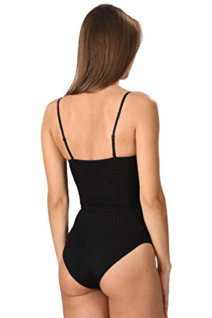 Kadın Siyah Seamless Göğsü Açık Slip Korse 2073