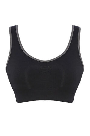 Kadın Siyah Çift Kat Toparlayıcı Spor Sütyeni 4024