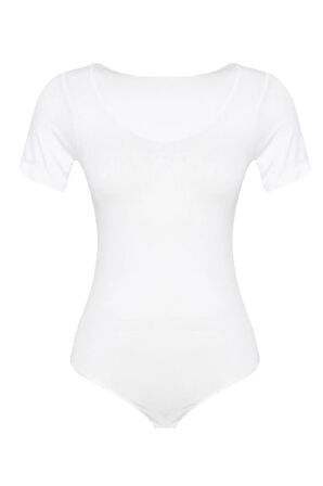 Kadın Beyaz Seamless Yarım Kollu Çıtçıtlı Body 1926b