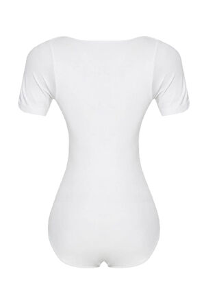 Kadın Beyaz Seamless Yarım Kollu Çıtçıtlı Body 1926b