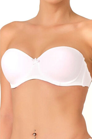 Kadın Beyaz Sırtı Şeffaf Destekli Straplez Sütyen 702