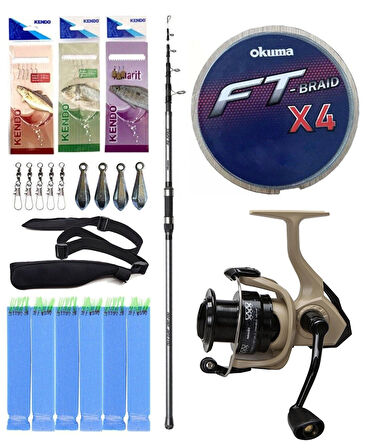 Yek Outdoor Surf Olta Seti Okuma Alaris Tele Surf 390 cm 100-200 gr Surf Kamışı&Okuma Outrax OR-6000SGA 1+1BB Olta Makinesi