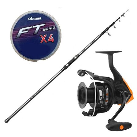 YekOutdoor Hazır Olta Seti Okuma Alaris Tele Surf 420 cm 100-200 gr Surf Kamışı&Okuma JAW-55 3+1BB Olta Makinesi